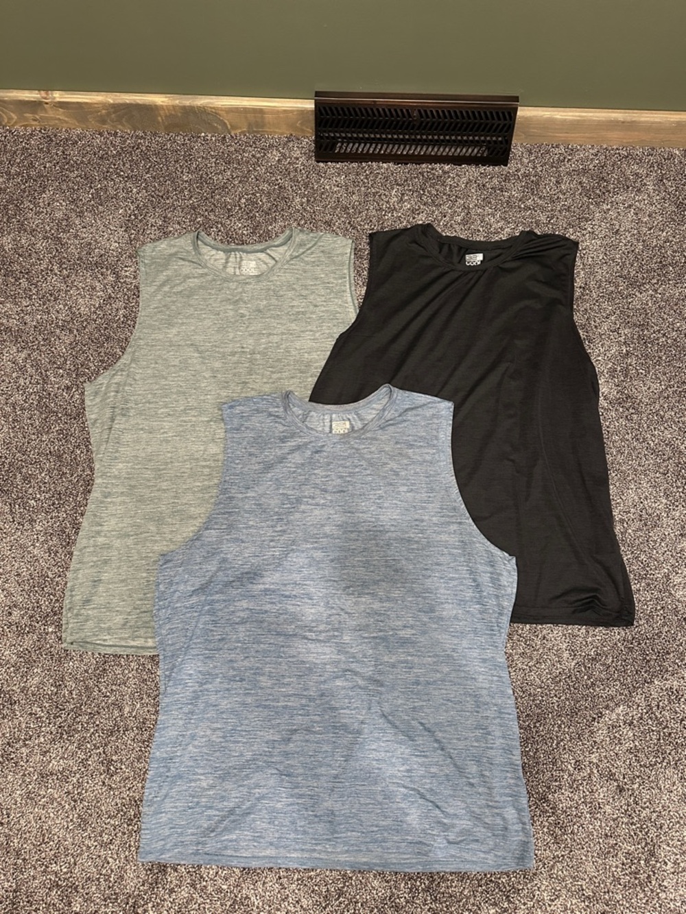 Men's Performance Tank Top - Black, Heather Blue, Heather Greenish Blue